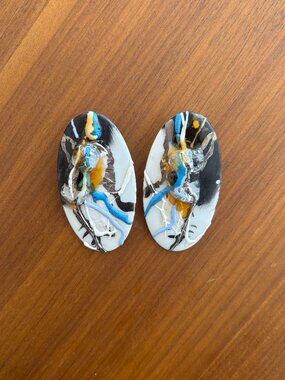 Jackson Pollock Style Paint Splotch Stud Earrings
